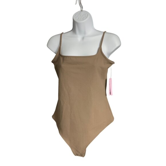 Wild Fable Junior Tan Adjustable Spaghetti Strap Stretchy Bodysuit Size Large - Picture 6 of 10